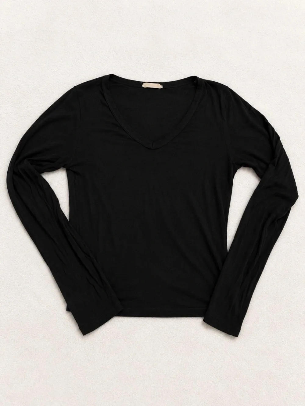 Black V-Neck Long Sleeve Women's Top